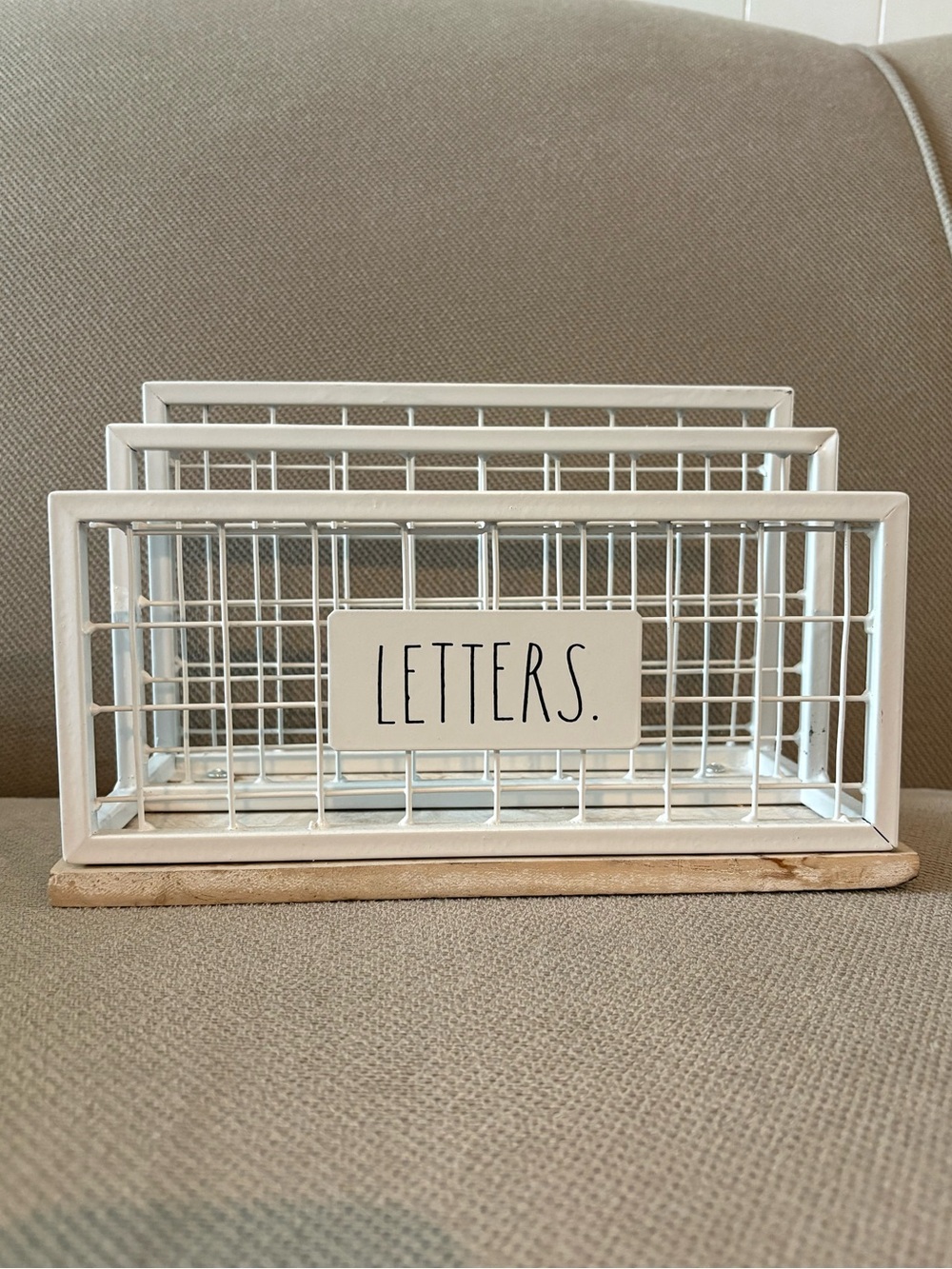 RAE DUNN White Two-slot letter holder LETTERS.